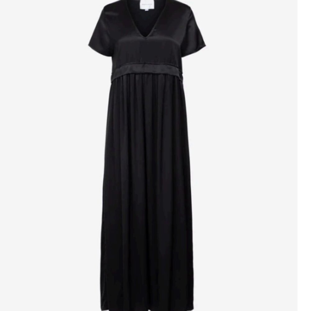 Bardo Collective 100% Silk Charmeuse The Panarea Maxi Dress Black NWT Size XS/S